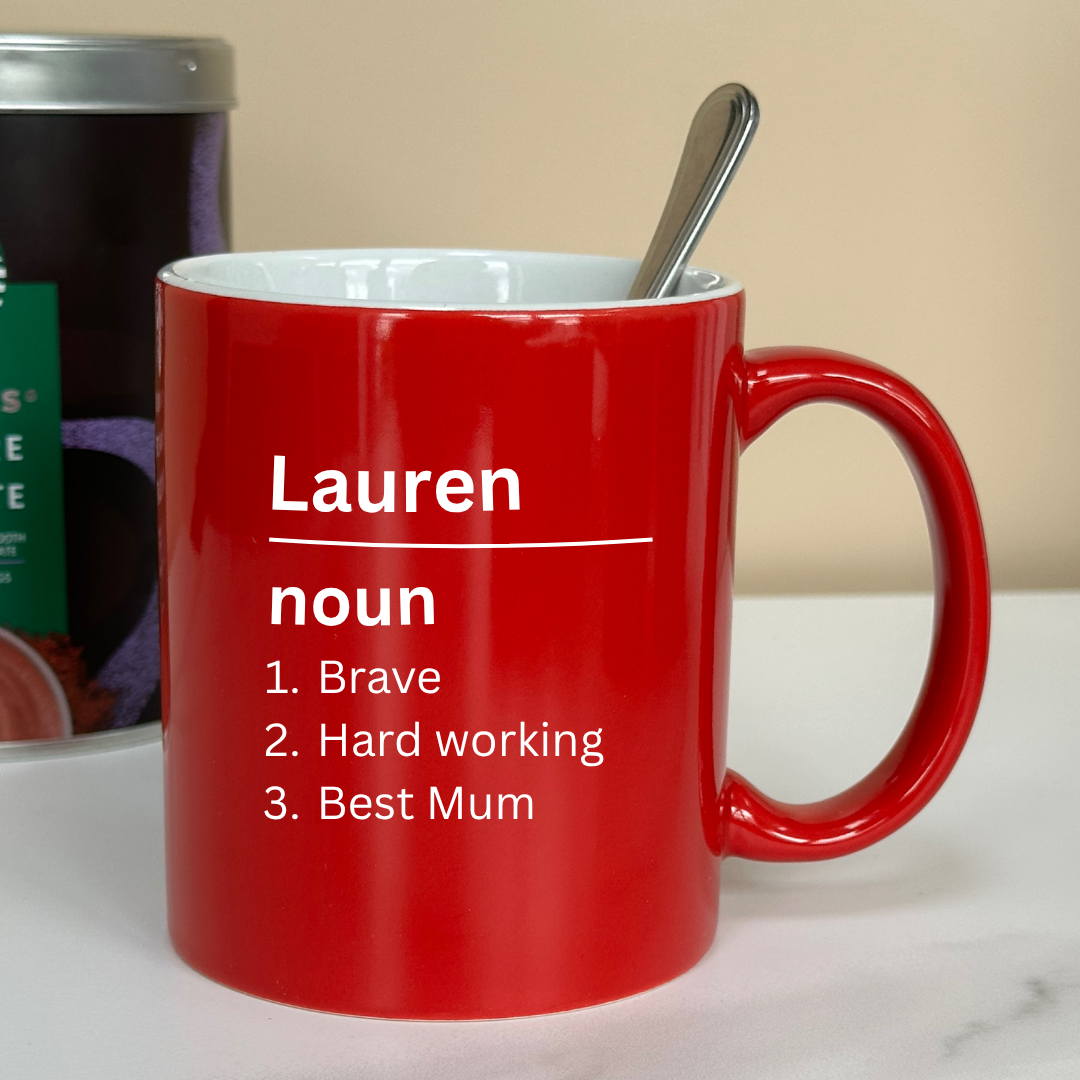 Personalised Name Definition Mug – Grey Satin Finish, Laser Engraved Gift for Mum, Dad, Birthday, Christmas, Mother's Day, Father's Day