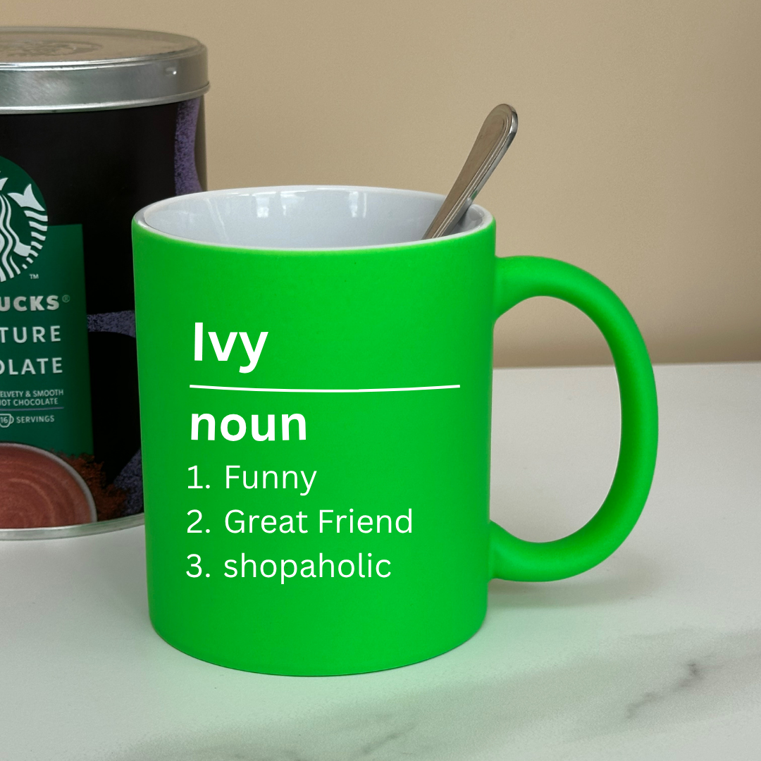 Personalised Name Definition Mug – Grey Satin Finish, Laser Engraved Gift for Mum, Dad, Birthday, Christmas, Mother's Day, Father's Day