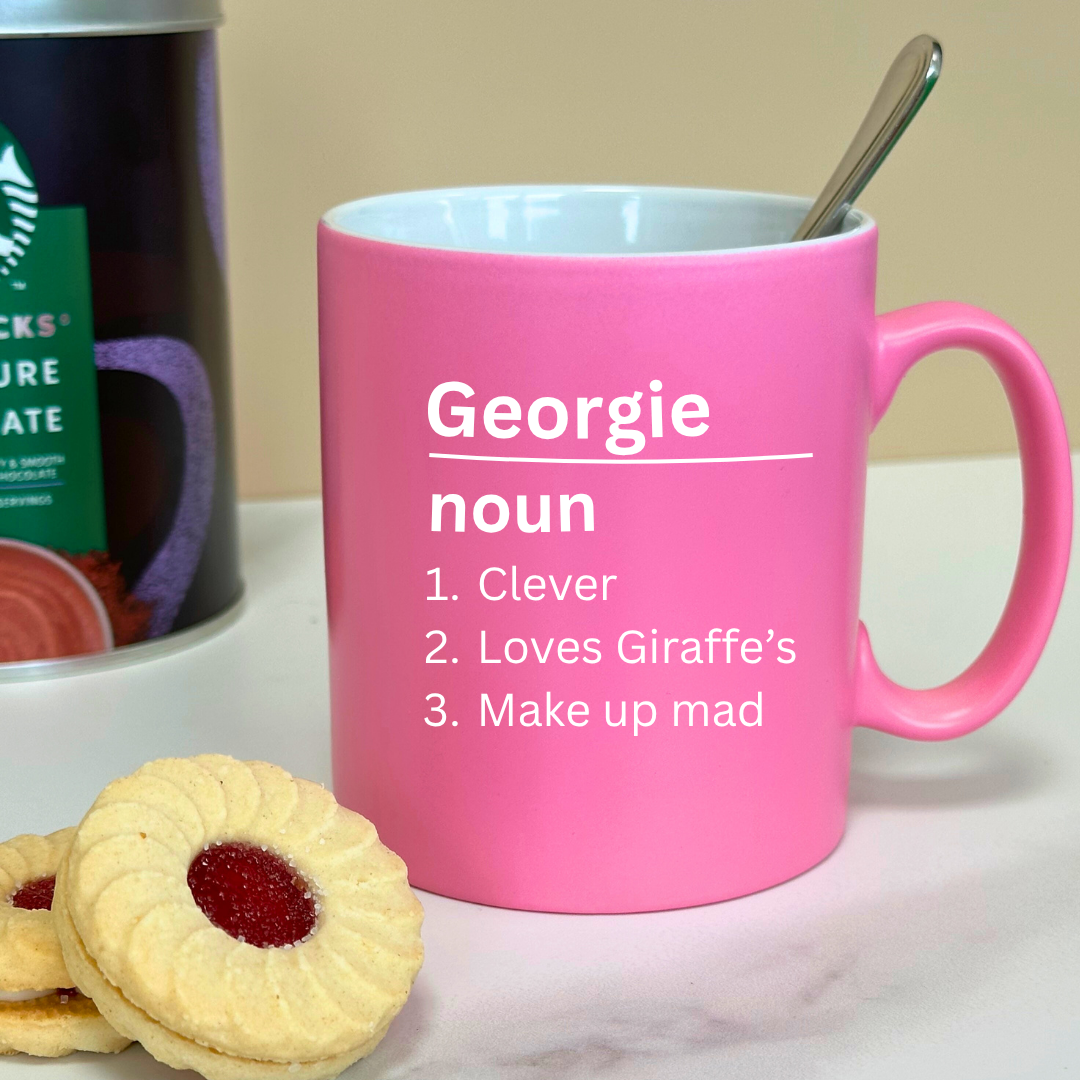 Personalised Name Definition Mug – Grey Satin Finish, Laser Engraved Gift for Mum, Dad, Birthday, Christmas, Mother's Day, Father's Day