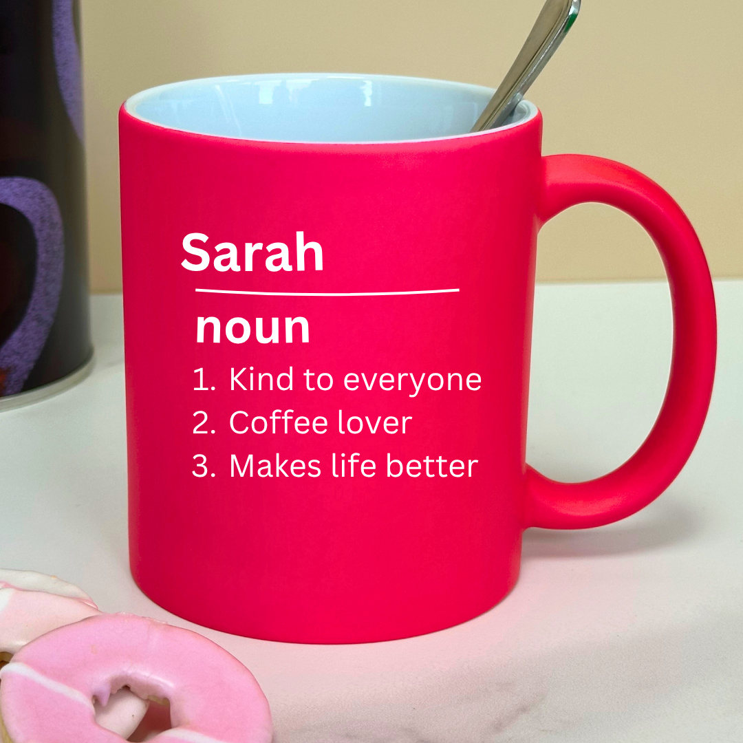 Personalised Name Definition Mug – Grey Satin Finish, Laser Engraved Gift for Mum, Dad, Birthday, Christmas, Mother's Day, Father's Day
