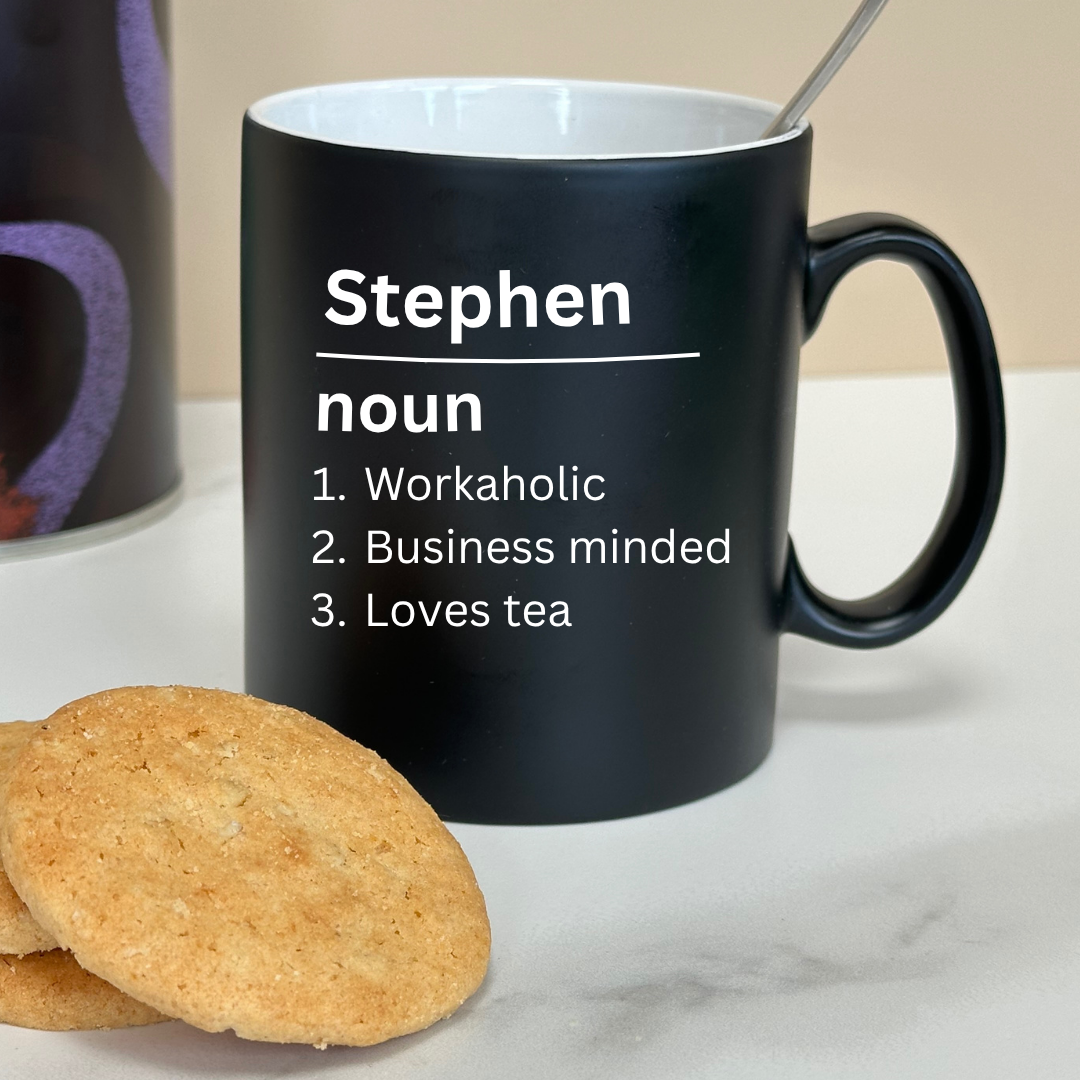 Personalised Name Definition Mug – Grey Satin Finish, Laser Engraved Gift for Mum, Dad, Birthday, Christmas, Mother's Day, Father's Day