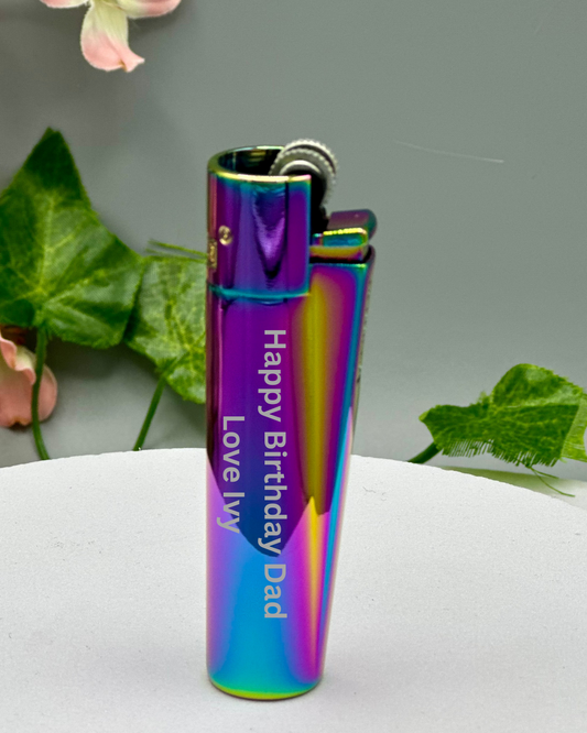 Personalized Rainbow Steel Clipper Lighter - Engraved, Perfect for Birthday or Christmas